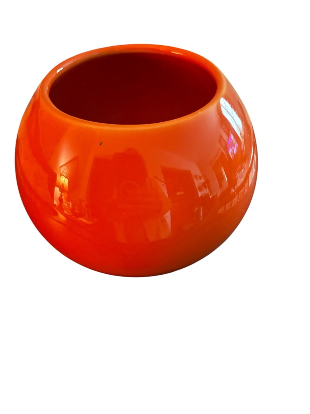 Crate&Barrel Glossy Orange Round Ceramic Vase